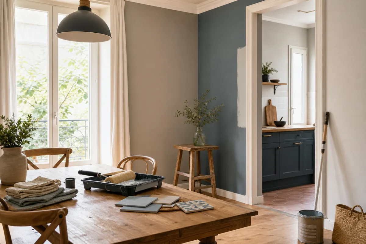 Préparer les matières, les couleurs et la lumière permet de rénover sans effacer le caractère de la maison.